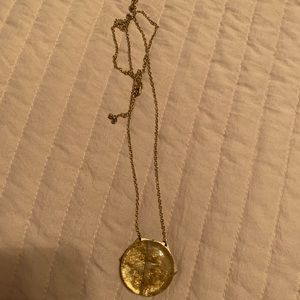 🍉 long gold chained necklace w/ stone!